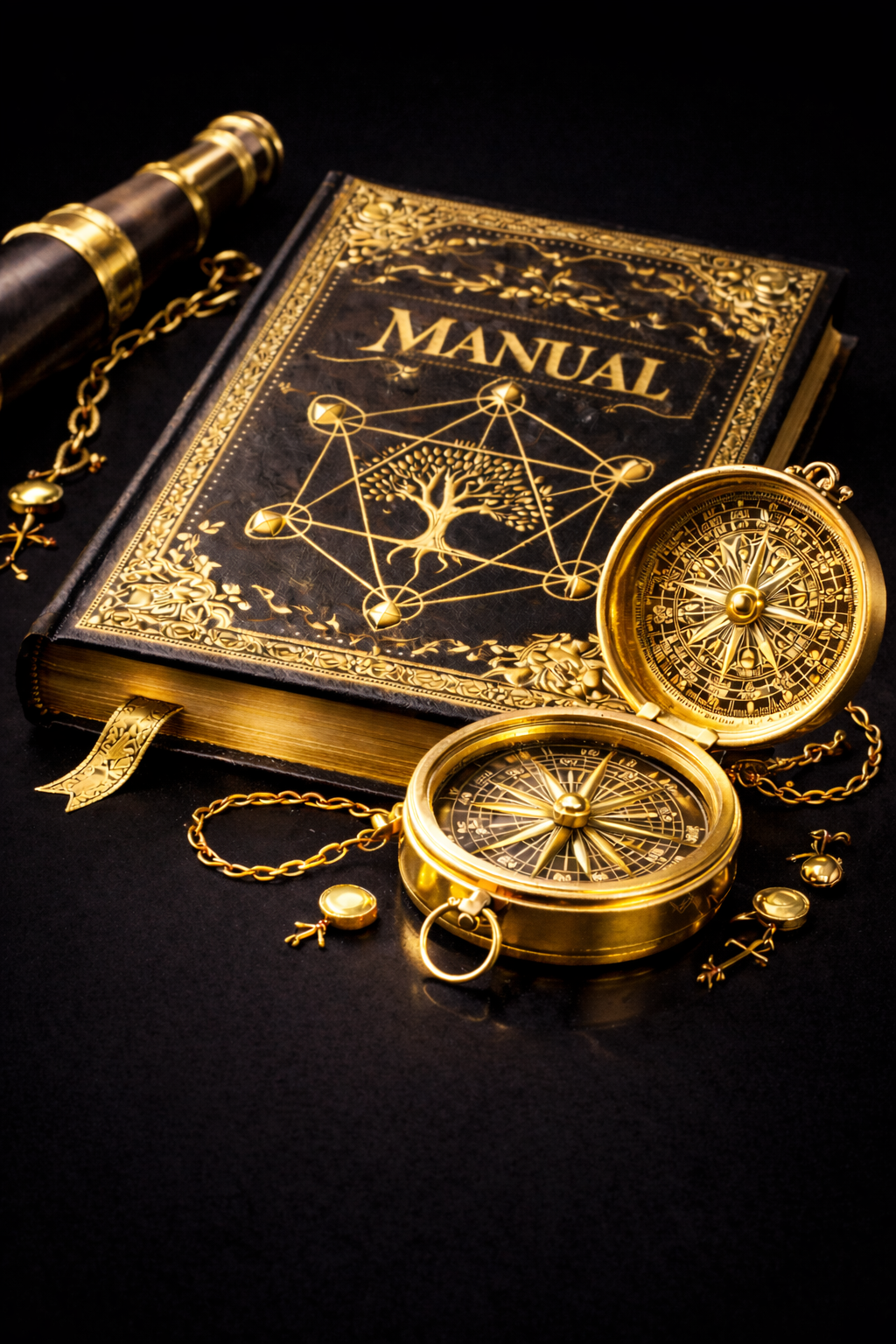 The Sovereign Mind field manual with compass and telescope